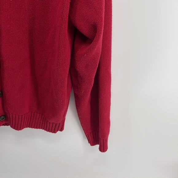 Vintage L. L. Bean 100% cotton V-neck heavy knit button up cardigan sweater sz M - Picture 4 of 7